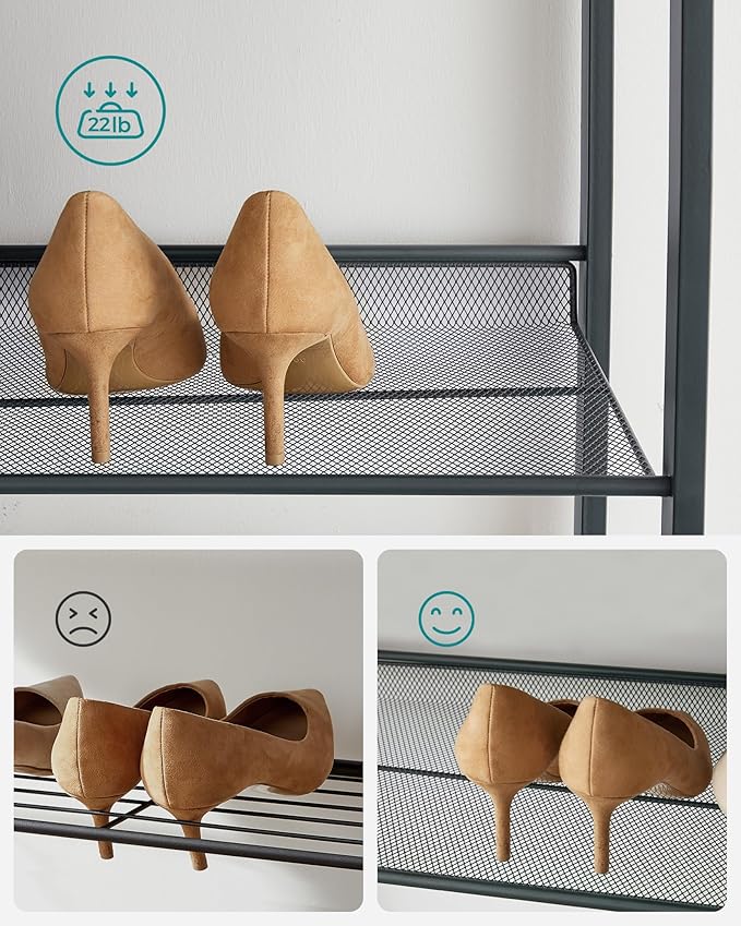 SONGMICS 12-Tier Stackable Shoe Shelf Set, Metal Shoe Storage for Garage, Entryway, with Adjustable Shelves, Hold 48-60 Pairs