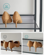 SONGMICS Shoe Rack, 12-Tier Shoe Organizer, Metal Rack for Garage, Set of 2, 6-Tier Stackable Shelf, with Adjustable Flat or 