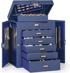 AKOZLIN 6-Tier Jewelry Box Organizer Functional 5 Drawers Leather Jewelry Storage Case for Women Girls Ring Necklace Earring 