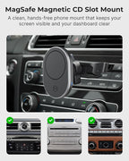 15W MagSafe Car Mount CD Slot Charger, Wireless Car Charger Phone Holder, Magnetic CD Mount Charger with N52 Magnet, Fast Charging, 360 Rotation, Compatible with iPhone 14/15/16/17/Galaxy