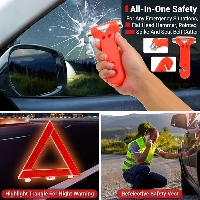 20PCS Sailnovo Car Emergency Kit with Jumper Cables, Roadside Safety Emergency Car Kit for Vehicle Truck Motorcycle - Gifts f