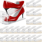 Shoe Slots Organizer 20 Pack - Shoe Stackers, 3 Levels Adjustable, Space Savers 50%, Double Layer Holders for Closet (Transpa