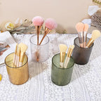 DASITON Makeup Brush Holder Organizer, Acrylic Makeup Brush Cup, Vintage Striped Make Up Brush Holder for Vanity, Bathroom Co