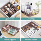 WOWBOX 25 PCS Plastic Drawer Organizer Set, 4 Sizes Desk Drawer Divider Organizers and Storage Bins for Makeup, Jewelry, Gadg