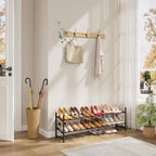 Tajsoon 2 Tier Expandable Shoe Rack for Closet, 28“-41“Adjustable & Stackable Shoe Shelf Storage, Metal Shoe Rack Organizer f