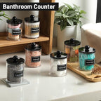8 Pack Acrylic Qtip Holder Dispenser for Cotton Swabs, Balls, Pads, Floss - Plastic Canister Apothecary Jar Set, Bathroom Ess