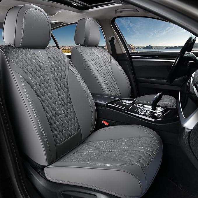 Coverado Front Seat Covers, Luxury Nappa Leather Seat Covers, Car Seat Covers Waterproof, 2 Pack Universal Seat Covers for Ca