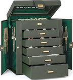AKOZLIN 6-Tier Jewelry Box Organizer Functional 5 Drawers Leather Jewelry Storage Case for Women Girls Ring Necklace Earring 