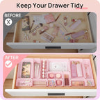 Vtopmart 44 PCS Plastic Drawer Organizers Set, 4-Size Versatile Bathroom and Vanity Organizer Trays, Non-Slip Storage Contain