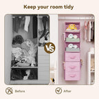 GRANNY SAYS Hanging Closet Organizer 6-Shelf, Separable to 2 Pack 3-Shelf Closet Storage Organizer with 4 Side Pockets, 3 Dif