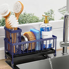 Cisily Sponge Holder for Kitchen Sink, Sink Caddy Organizer with High Brush Holder, Kitchen Countertop Organizers and Storage