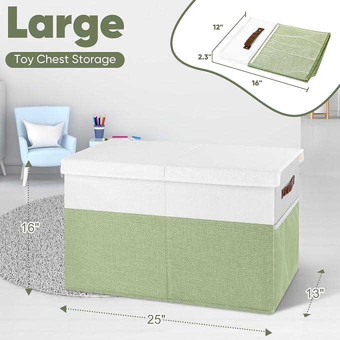 Large Toy Storage Box, Collapsible Sturdy Toys Storage Chest With Mesh, 25x13x16 Kids Toy Storage Organizer, Extra Large Toy 