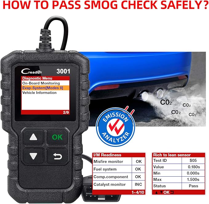 LAUNCH Creader 3001 OBD2 Scanner-2025 Upgrade Ver. Engine Fault Code Reader,Support O2 Sensor,Lifetime Free Update,Scanner for