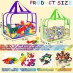 6 Colors Widen X-Large Toy Storage Bags 12.6×9.25×6.9In with Labels, Reusable Clear PVC Board Game Storage, Travel Waterproof