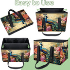 Reusable Grocery Bags Heavy Duty Shopping Bags Foldable Large Tote Bags with Long Handles & Hard Bottom