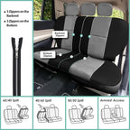 FH Group Car Seat Covers PU Leather 3 Row 8 Seater Car Seat Covers, Airbag Compatible and Split Bench - Fit Most Car, Truck, 