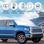 Front Windshield Sun Shade Foldable Car Front Window Sun Shade Windshield Shade Custom Fit for 2007-2021 Toyota Tundra Block UV Rays Heat Keep Car Cooler
