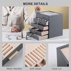 Frebeauty Clear Lid Jewelry Box,5-Layer Jewelry Organizer with Drawer,PU Leather Jewelry Organizers and Storage,Jewelry Boxes