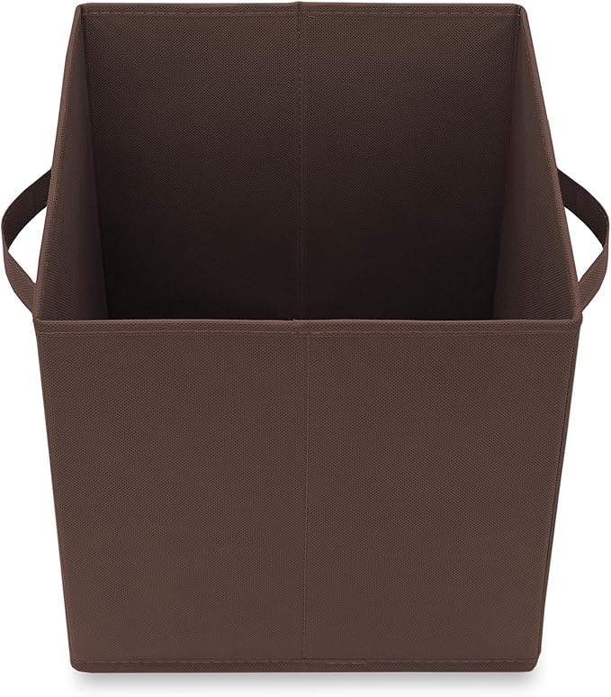 Casafield Set of 6 Collapsible Fabric Cube Storage Bins, Brown - 11" Foldable Cloth Baskets for Shelves, Cubby Organizers & M