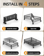 Under Bed Organizer, Storage Bins Under Bed, 60L Underbed Storage Bins for Bedroom Clothes Shoes Blankets (Black, 2 Pack)