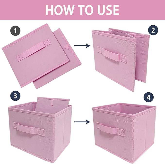 EBIGIC Storage bins collapsible storage bins,cube storage organizer （Pack of 3） 10.5 * 10.5 * 11 inch,For home and office Col