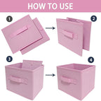 EBIGIC Pink Storage Bins 3Pack 9.0"x7.5"x7.5" Fabirc Foldable Closet Toy Organizer Collapsible Cloth