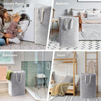 Lifewit 3 Pack Laundry Basket 80L Each, Collapsible Clothes Hamper with Reinforced Handles, Freestanding Waterproof Design fo