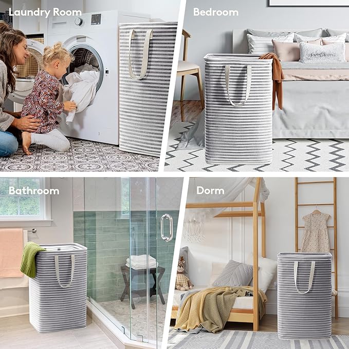 Lifewit 3 Pack Laundry Basket 80L Each, Collapsible Clothes Hamper with Reinforced Handles, Freestanding Waterproof Design fo