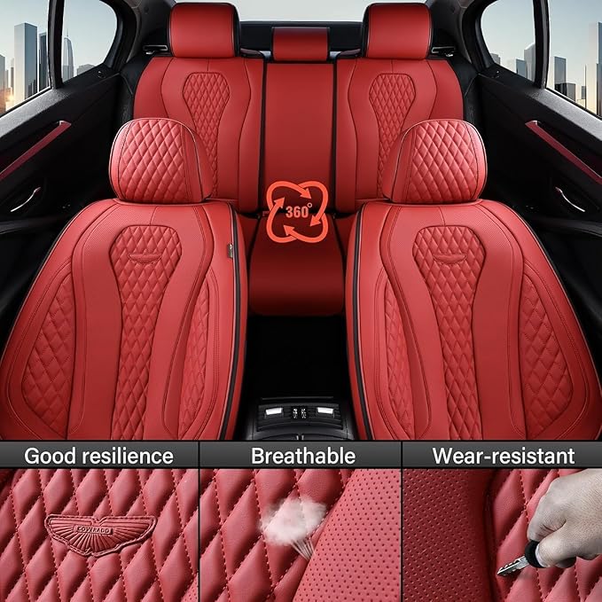 Coverado Red Seat Covers, Car Seat Covers Front Seats, Driver Car Seat Cover, Waterproof Car Seat Covers, Car Seat Cushion, F