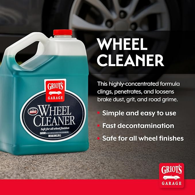Griot's Garage Wheel Cleaner for All Finishes, Car Tire Rim Cleaning, Brake Dust and Grime Remover, PH Balanced, 11107, One G