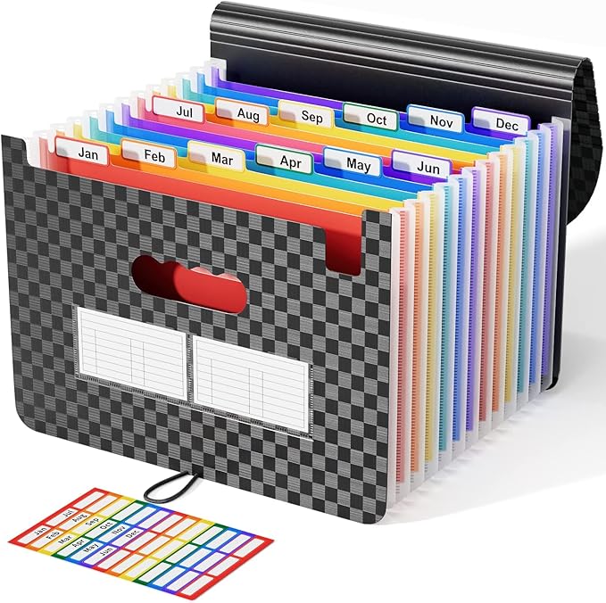 ABC life 12-Pocket Accordion File Organizer, Expandable File Folder with Colorful A-Z Tabs, Portable Bill & Receipt Organizer