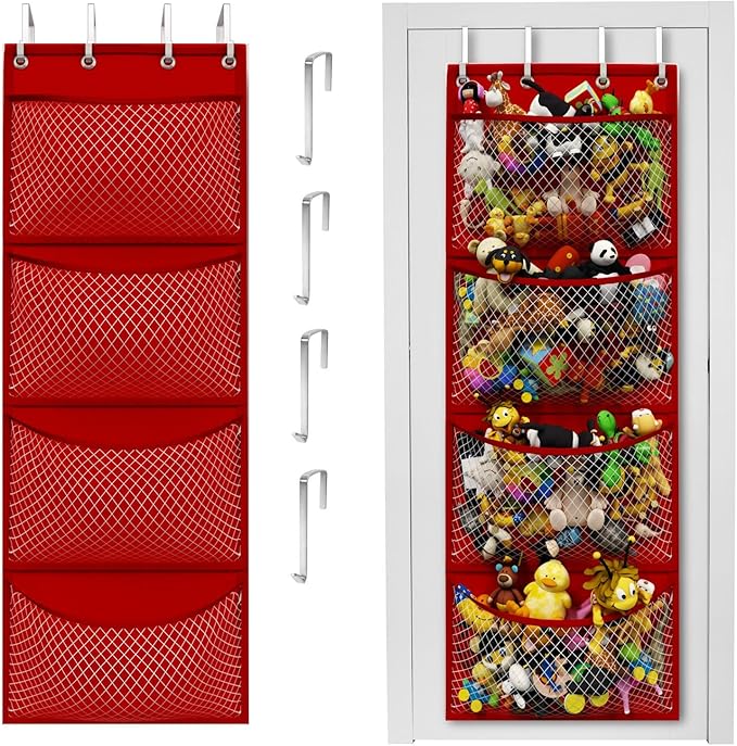 Honeyera Storage for Stuffed Animal - Over Door Organizer for Stuffies, Baby Accessories, and Toy Plush organizer/Easy Instal