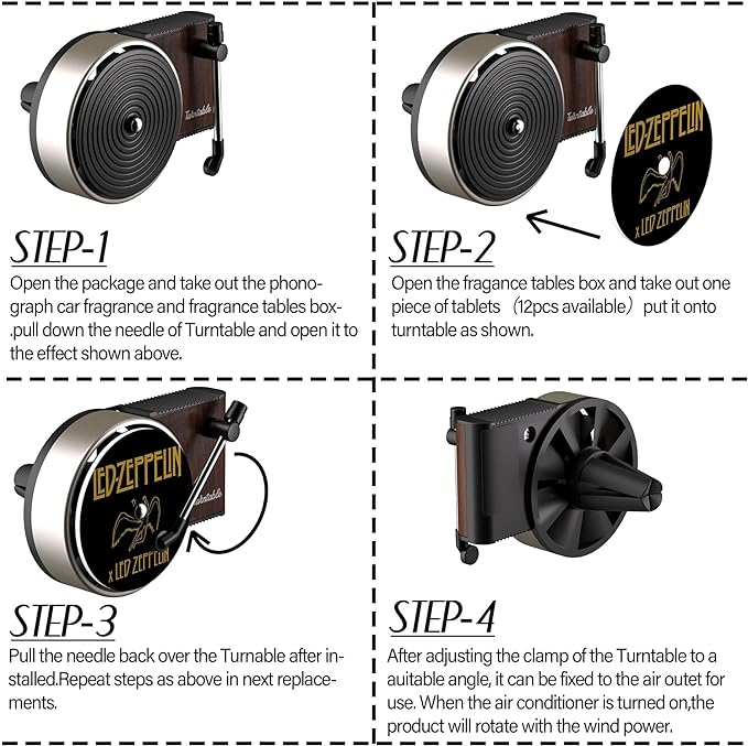 Maicican 12PCS Customizable Car Air Freshener Vent Clip, Pop Singer Album Cover Record Player Shape, Music Lover Gifts. (Fash