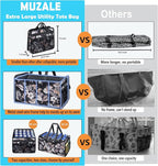 Muzale Extra Large Utility Tote Bag with Wire Frame Reusable Grocery Bags Foldable Heavy Duty Shopping Bags for Groceries Collapsible Totes with Handles for Carrying Heavy Loads Storage Car Trunk