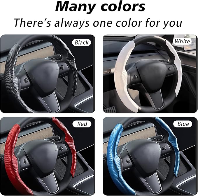 for Tesla 2017-2023 Model 3 and 2020-2024 Model Y Steering Wheel Cover Trim Interior Decoration Protection Accessories (M3/My-Black)