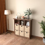 OSCHF Cube Shelf Bookcase with Base - Wooden 3 Tiers Floor Standing Low Storage Cabinet for Home and Office, 9-Cube Lattice B