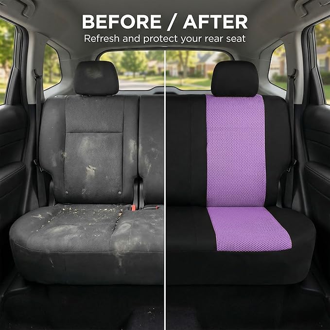 FH Group Automotive Rear Car Seat Covers for SUV, Trucks, Sedan and More - Universal Fit Rear Solid Bench Design Interior Acc