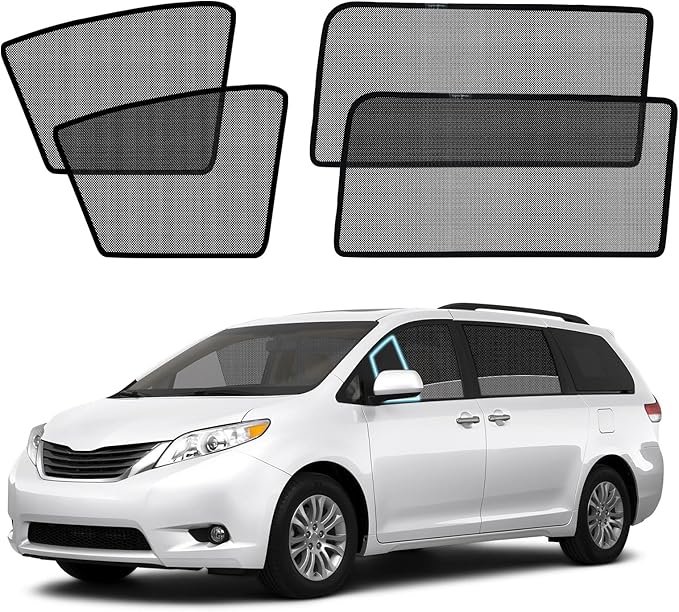 Sienna Specific Side Window Sun Shades, 2013-2018 Vehicle Interior Shade for Baby Mesh Covers, Breathable, UV Protection and Heat Insulation (Sienna (2013-2018), Front+Rear side-4pcs)