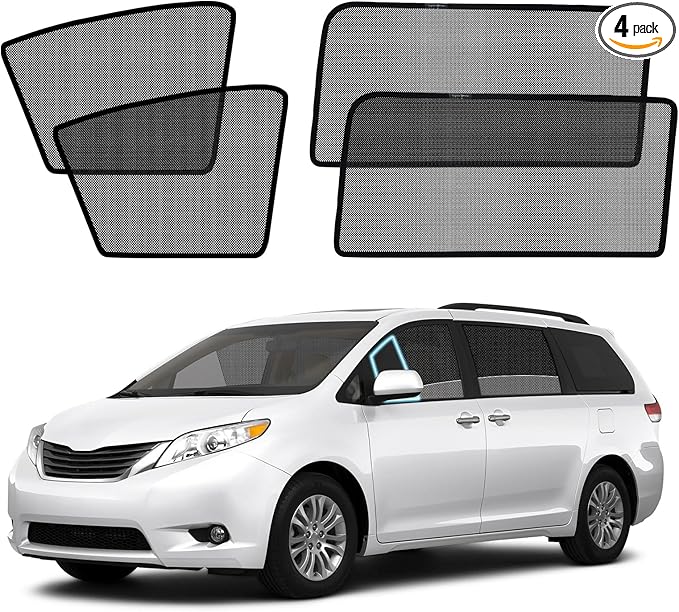 Sienna Specific Side Window Sun Shades, 2013-2018 Vehicle Interior Shade for Baby Mesh Covers, Breathable, UV Protection and Heat Insulation (Sienna (2013-2018), Front+Rear side-4pcs)