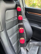 Crochet Ladybug Steering Wheel Cover Universal 14-15 inch (D,Wheel Cover+2 Belt Cover)
