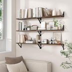Axeman 32 Inch Floating Shelves | 8 Inch Deep Brown Wood Wall Shelves Set of 2 | 31.5" W x 8" D Rustic Brown Floating Shelves