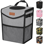Car Trash Can with Lid, Cute Leakproof Car Trash Garbage Bag Hanging Vehicle Trash Bin Small Portable Automotive Garbage Cans Organizer for Back/Front Seat/Console(2.8 Gallons,Grey)