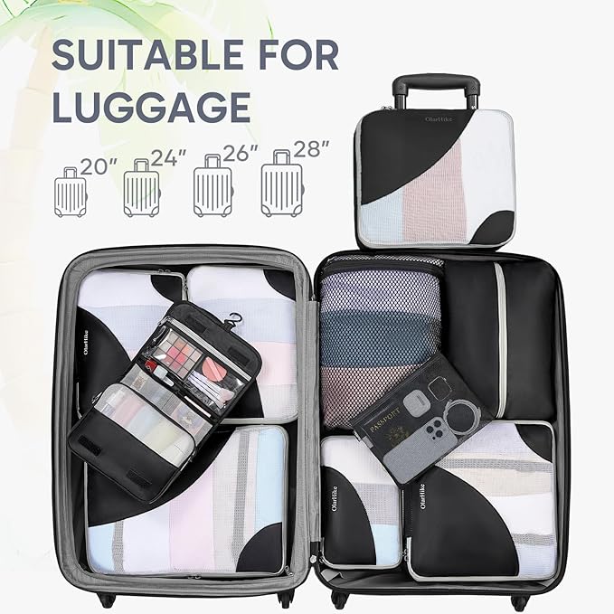 10 Set Packing Cubes for Travel, Gifts for Women Mom,Anti-Tearing Suitcase Organizer for Luggage with Shoe & Hanging Toiletry
