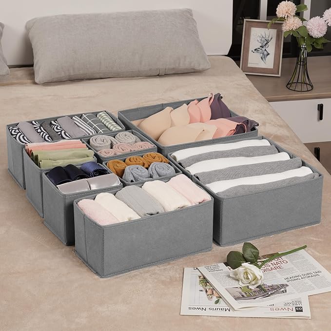 Criusia Drawer Organizer Clothes, 24 Pack Underwear Drawer Organizers, Foldable Closet Organizers and Storage Dresser Drawer 