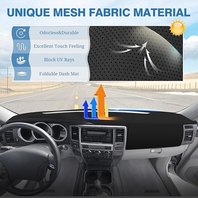 FIILINES Dash Cover for Toyota 4Runner 2003-2009, Dashboard Mat Accessories Dash Cover Sunshade Nonslip Mesh Protector No Gla