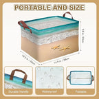 Beach Starfish Storage Basket Waterproof Canvas Toy Storage Bin Beach Room Decor Collapsible Outdoor Basket with Leather Hand