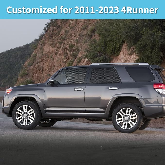4Runner Specific Side Window Sun Shades, 2011-2023 Rear Vehicle Interior Shade for Baby Mesh Covers, Breathable, UV Protection and Heat Insulation (4Runner(2011-2023), Rear Side-2pcs)