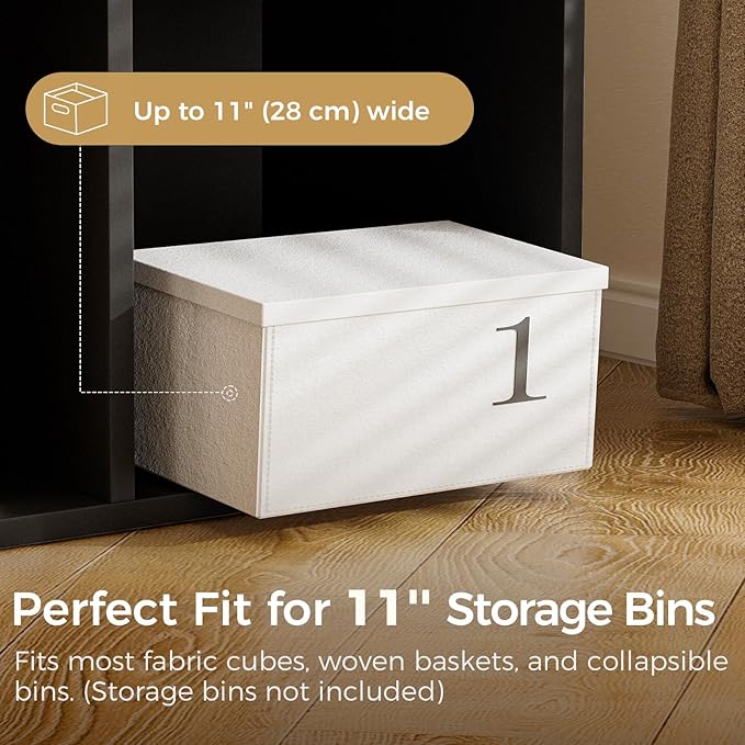 COMHOMA 8 Wood Cube Storage Organizer with Open Back and Removable Back Panels, 11In Black Cube Storage Bookshelf, Cubicle Sh