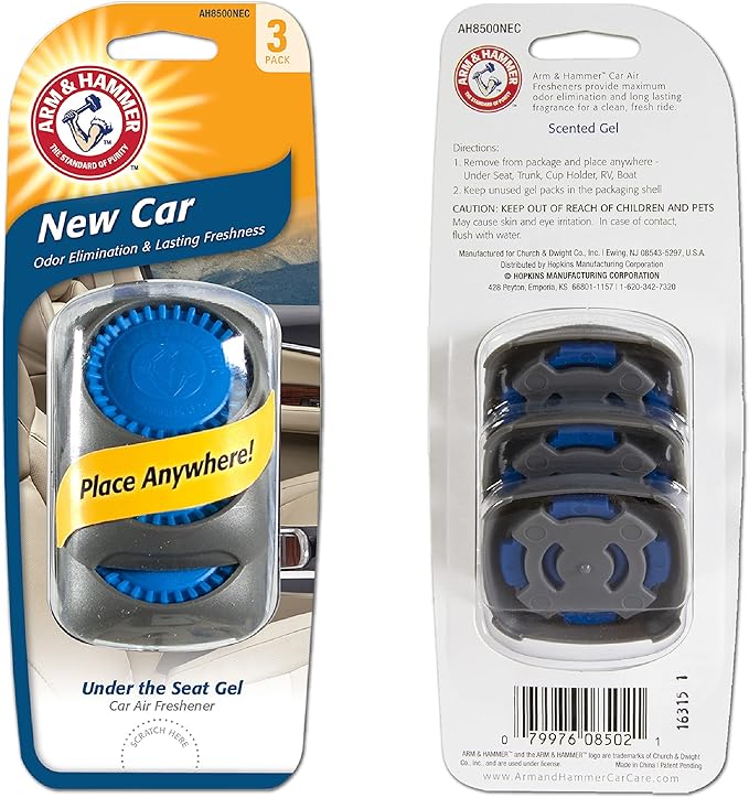 Arm & Hammer AH8500NEC Under The Seat Air Freshener, New Car, 3 Pack