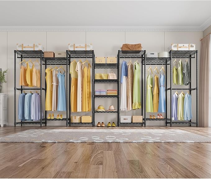 VIPEK V5 Medium Portable Closet Wardrobe Heavy Duty Clothes Rack, Freestanding Closet Metal Clothing Rack with 4 Hang Rods & 